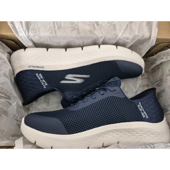 Women's Skechers Go Walk Flex Grand Entry Navy/White Size 8D Wide Washable Shoes - Picture 2 of 8